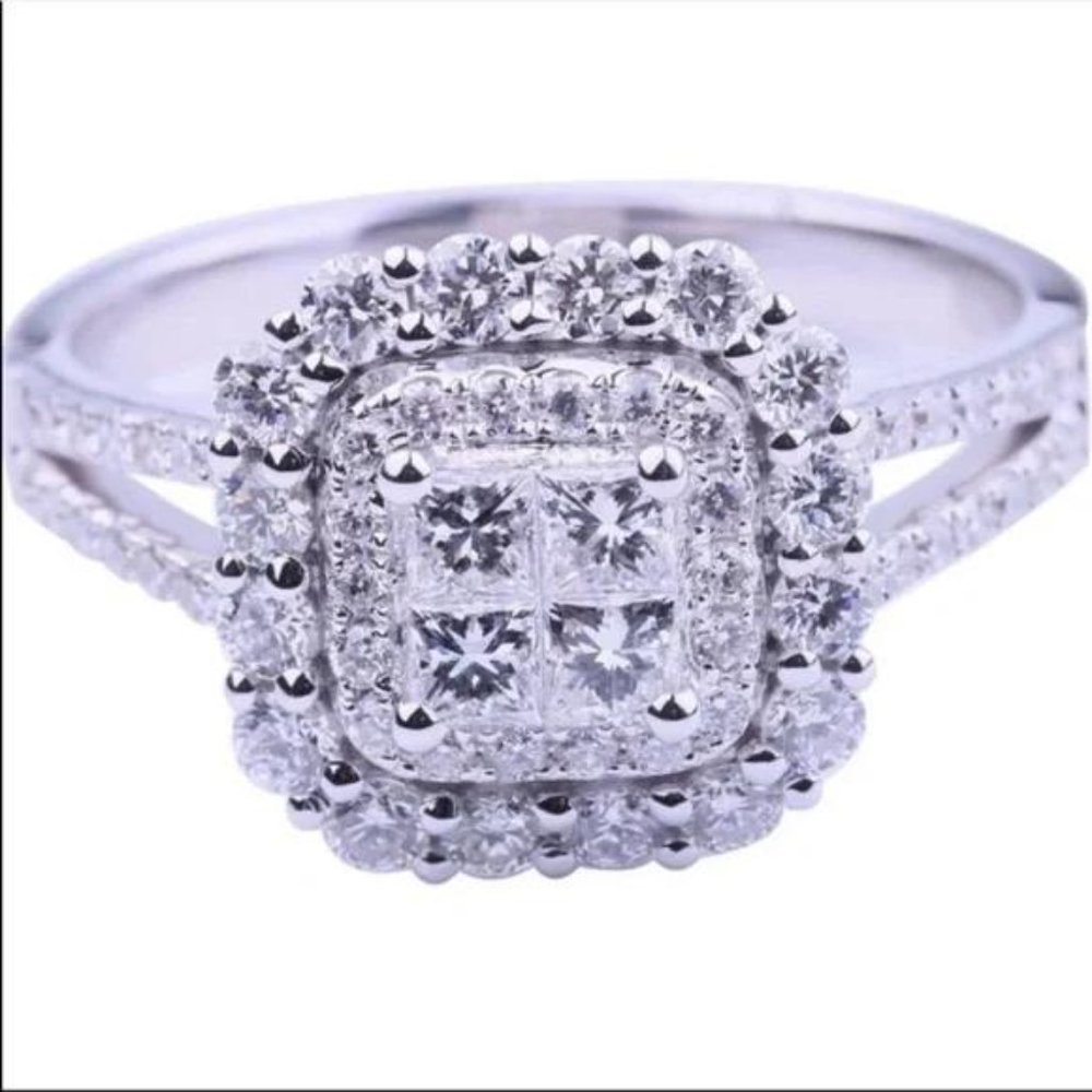 NEW 925 STERLING SILVER DIAMOND HALO RING, CUTE RING, SHINY RING. - Picture 7 of 7